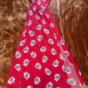 Floral Red Maxi Dress